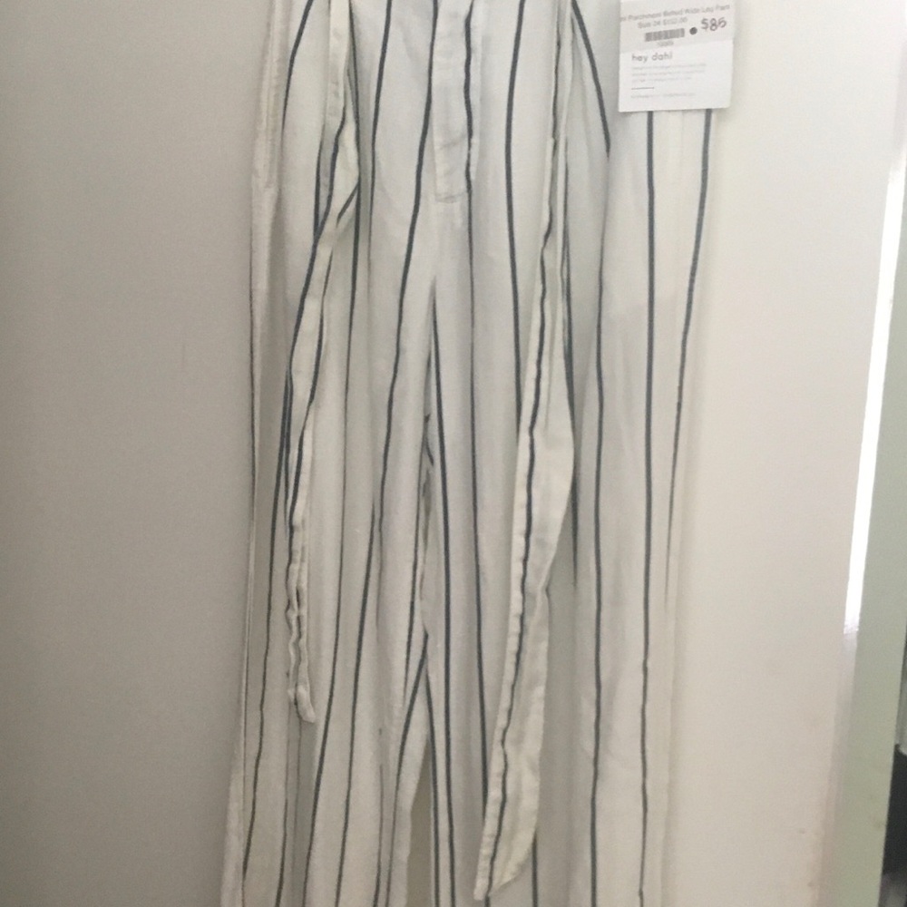 Striped White & Navy Wide-Leg Jumpsuit